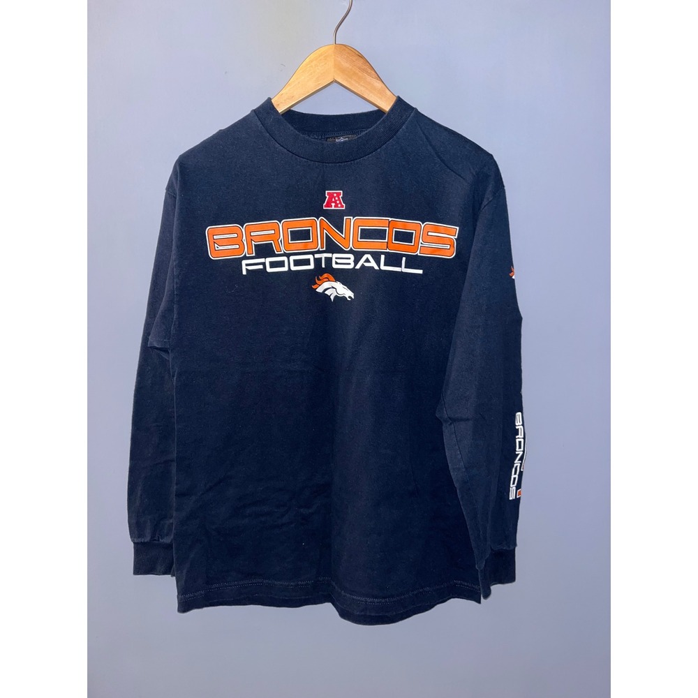 Denver Broncos Football Long Sleeve T Shirt Youth Medium NFL Team Apparel Orange